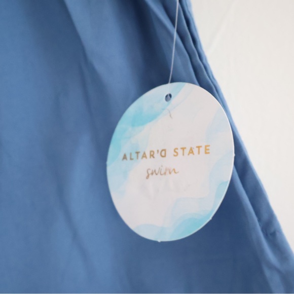 NWT Altar'd State Swim High Waisted Blue Cotton Shorts Small (S) - Picture 2 of 6